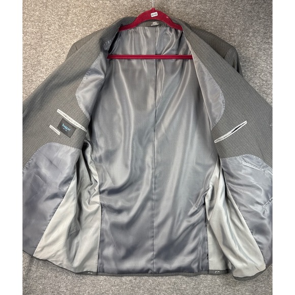 NWT Haggar Gray Pinstripe Suit Jacket Blazer Mens 48 L Tapered Waist Custom Fit - Picture 11 of 15